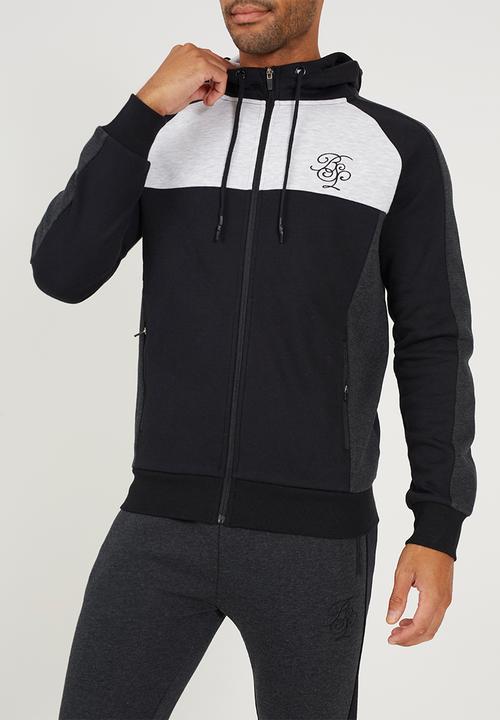 Brave Soul - Zip High Neck Hoodie With Matching Joggers - Black/Charc Marl/Grey Marl