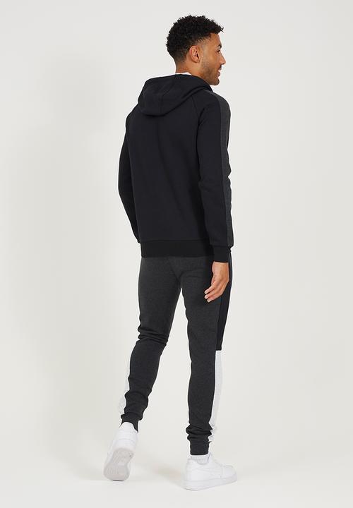 Brave Soul - Zip High Neck Hoodie With Matching Joggers - Black/Charc Marl/Grey Marl