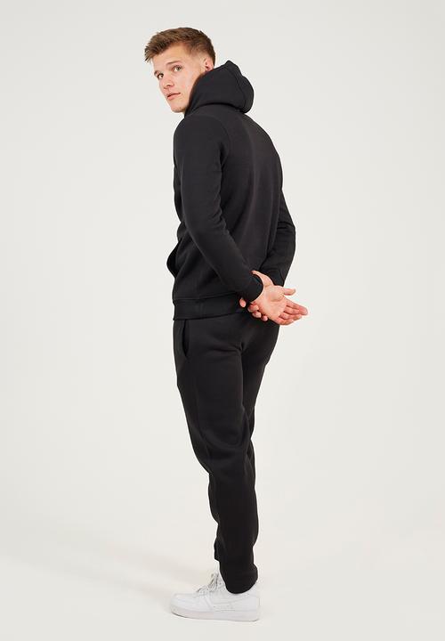 Brave Soul - Hoody With Cross Over Hood With Straight Leg  Joggers - Jet Black