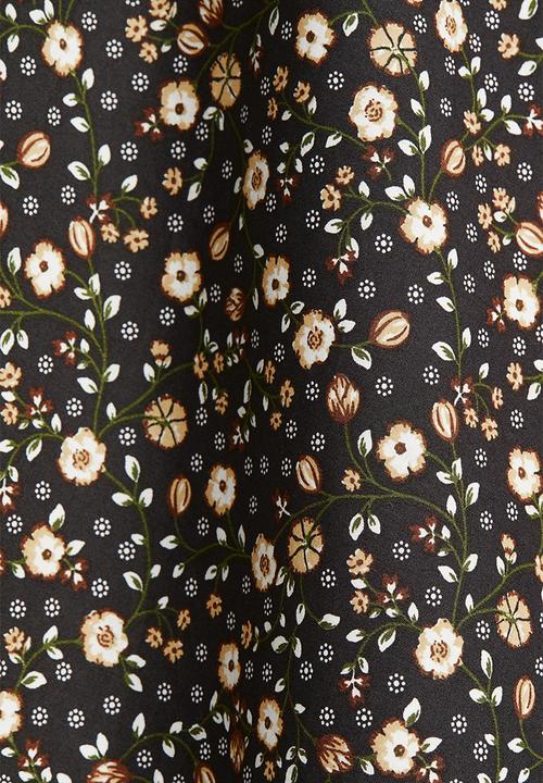 H&M - V-neck cotton poplin dress - black/floral 