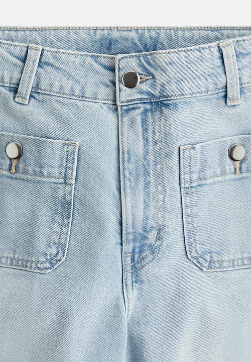 H&M - Wide high ankle jeans - light denim blue