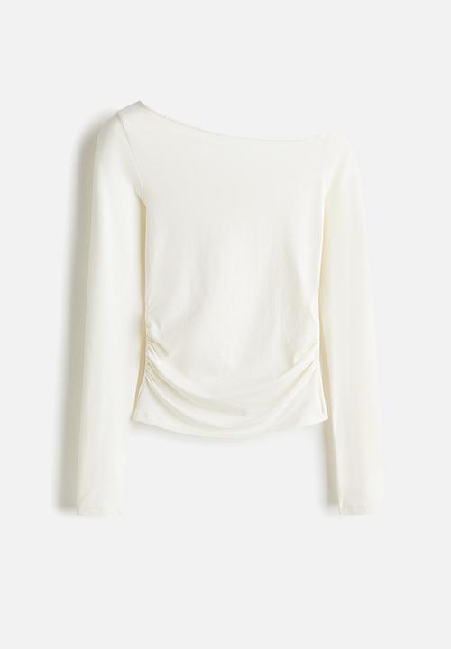 H&M - Draped one-shoulder top - white