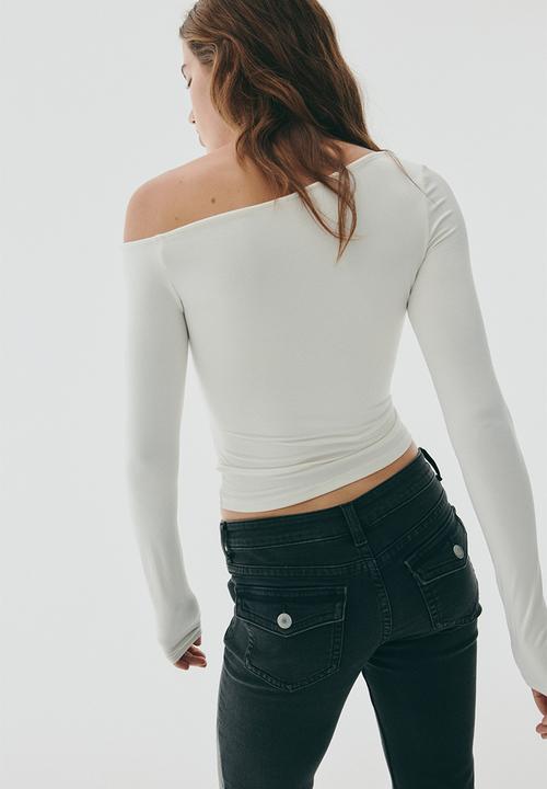 H&M - Draped one-shoulder top - white
