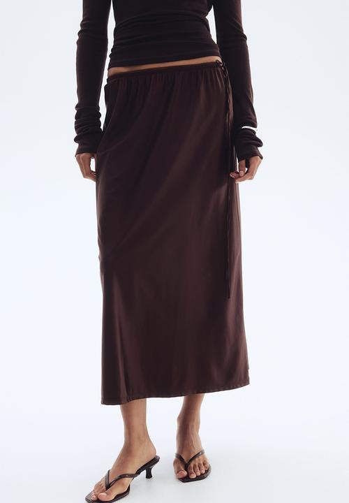 H&M - Drawstring-detail skirt - dark brown 