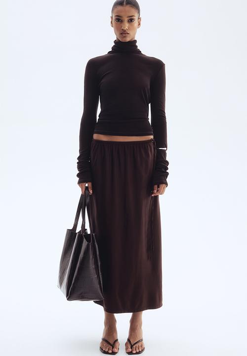 H&M - Drawstring-detail skirt - dark brown 