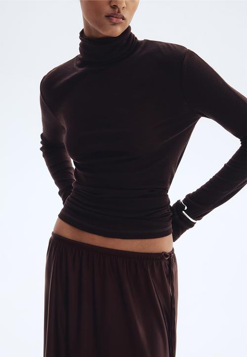H&M - Drawstring-detail skirt - dark brown 