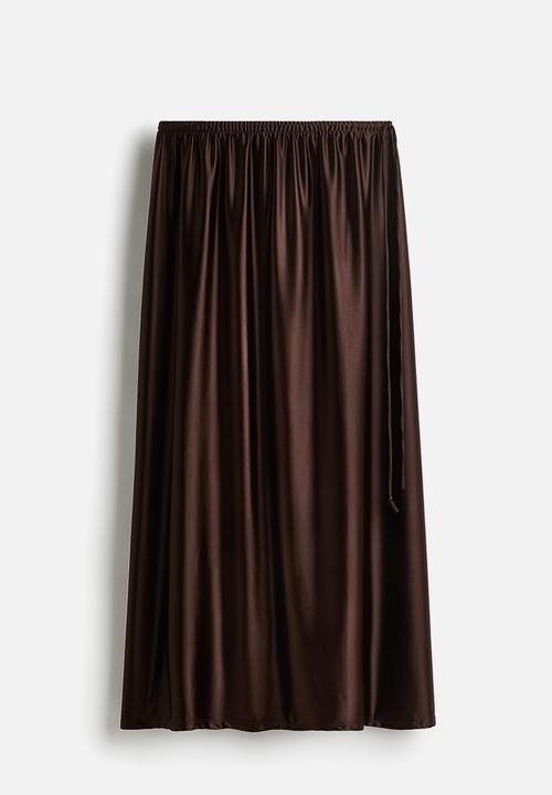 H&M - Drawstring-detail skirt - dark brown 