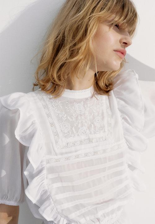 H&M - Embroidered blouse - white