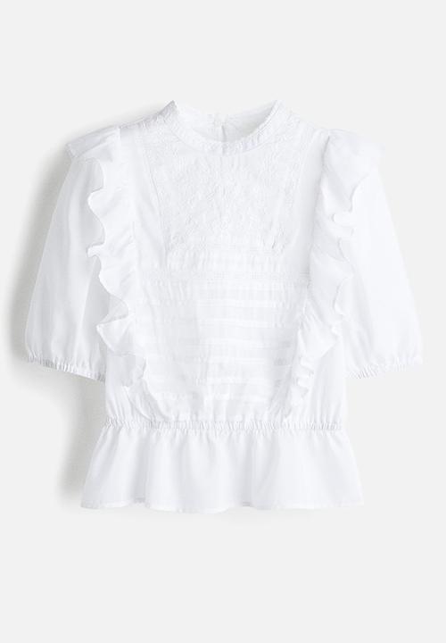 H&M - Embroidered blouse - white