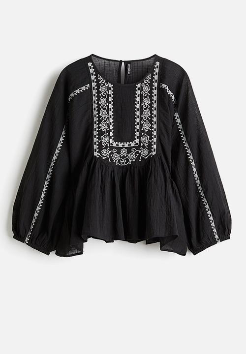 Embroidered blouse - black - 1296544001