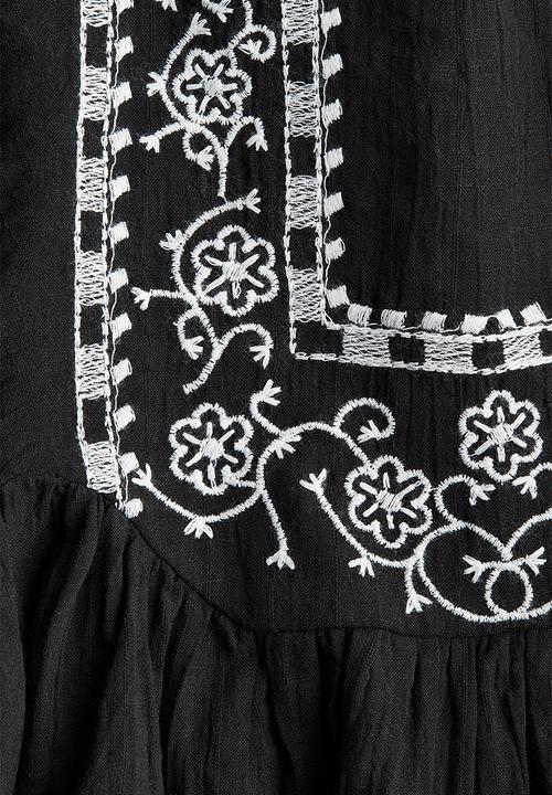 H&M - Embroidered blouse - black