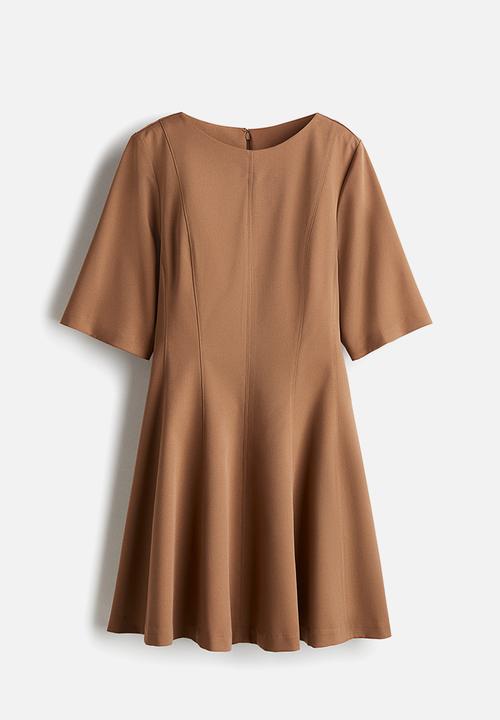 H&M - Waisted twill dress - dark beige