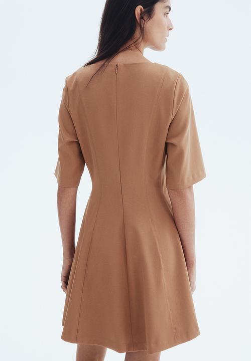 H&M - Waisted twill dress - dark beige