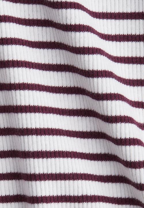 H&M - Ribbed T-shirt - white/striped