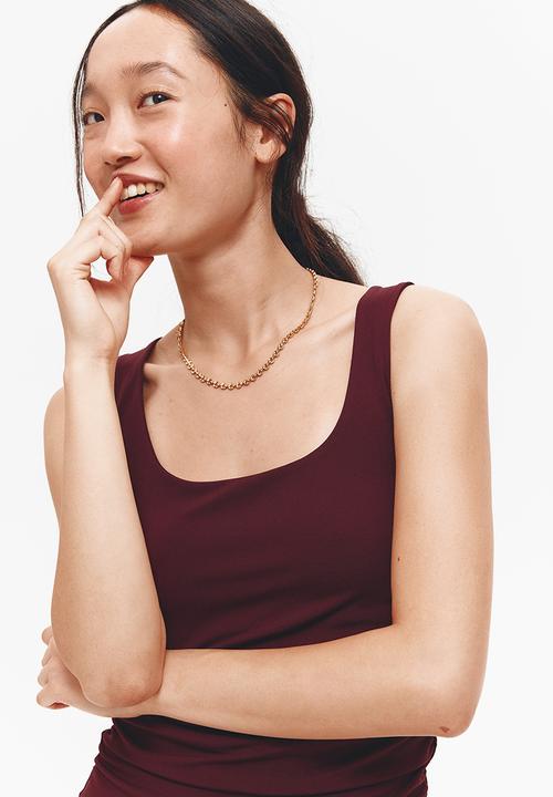 H&M - Ruched vest top - burgundy