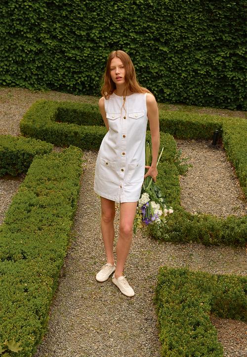 H&M - Sleeveless denim dress - white