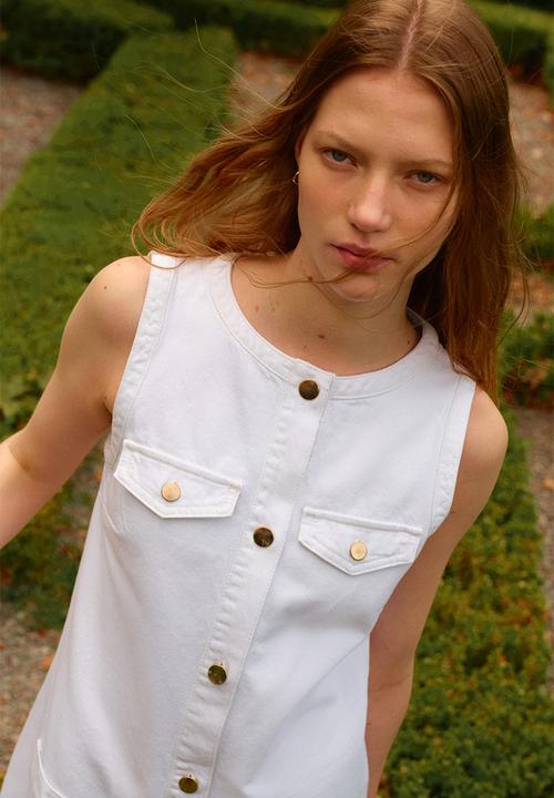 H&M - Sleeveless denim dress - white