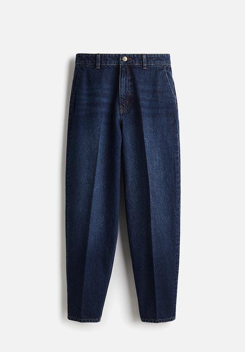 H&M - Barrel high ankle jeans - dark denim blue
