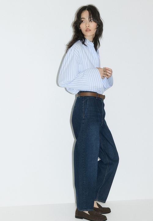 H&M - Barrel high ankle jeans - dark denim blue