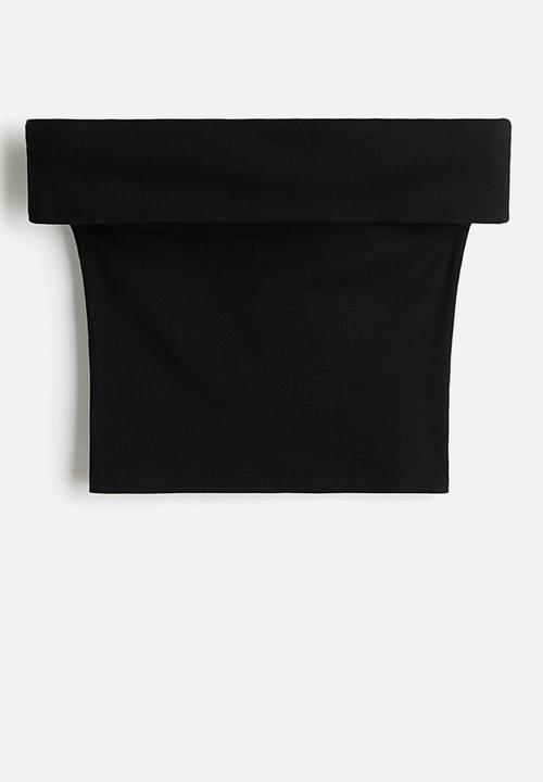 H&M - Ribbed off-the-shoulder top - black