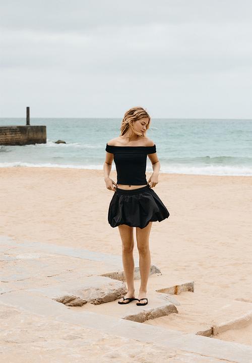 H&M - Ribbed off-the-shoulder top - black
