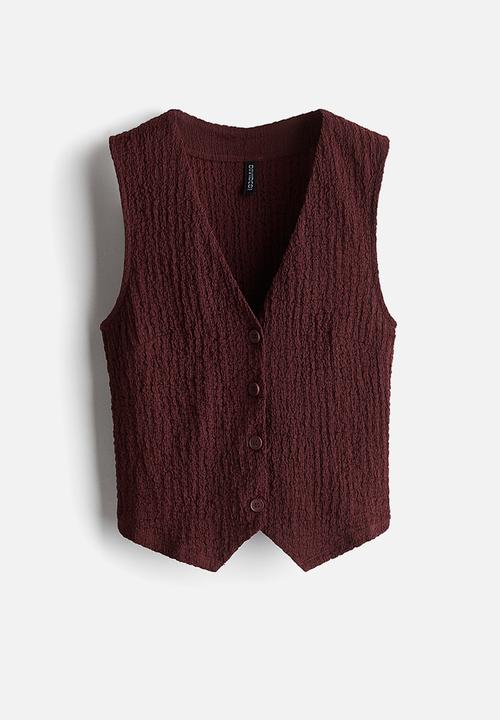 H&M - Textured jersey waistcoat - burgundy 
