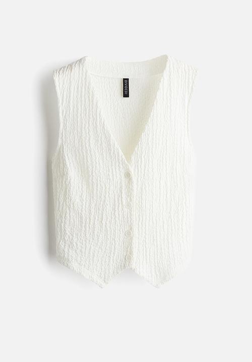 H&M - Textured jersey waistcoat - white