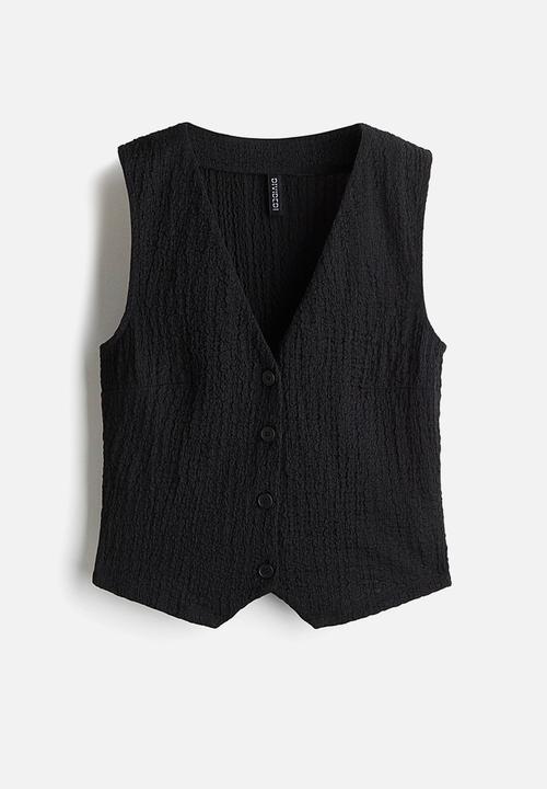 H&M - Textured jersey waistcoat - black