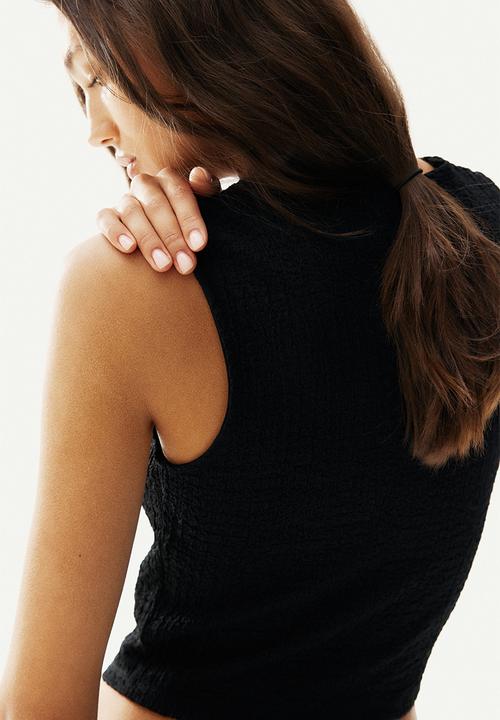 H&M - Textured jersey waistcoat - black