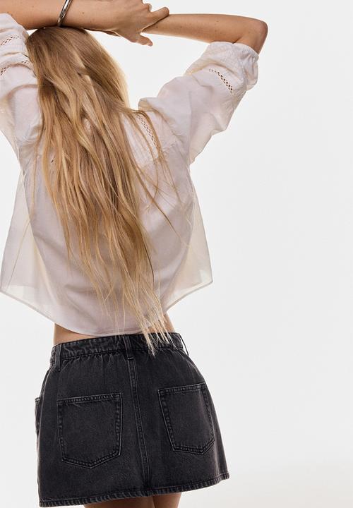 H&M - Denim mini skirt - grey