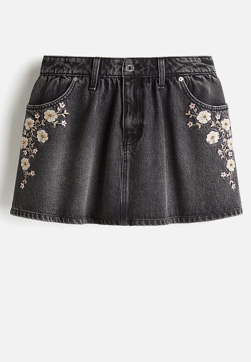 H&M - Denim mini skirt - grey