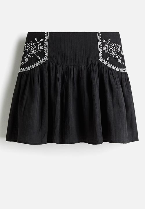 Embroidered skirt - black - 1296515001