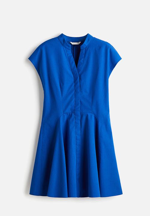 H&M - Flared poplin dress - bright blue