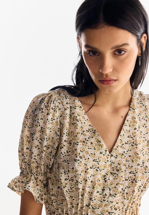 H&M - Peplum blouse - light beige floral 