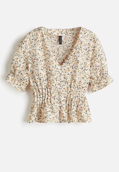 H&M - Peplum blouse - light beige floral 