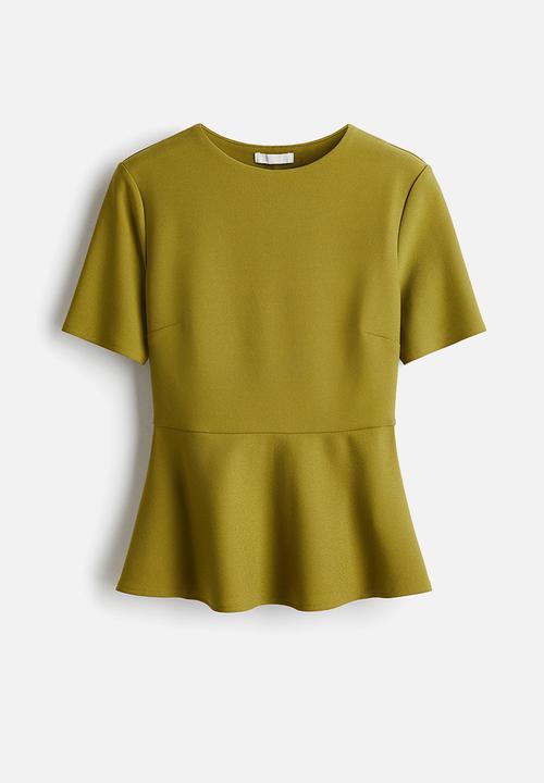 H&M - Peplum top - olive green
