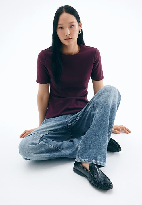 H&M - Peplum top - burgundy