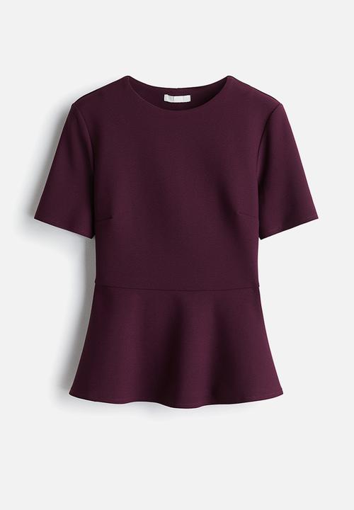 H&M - Peplum top - burgundy