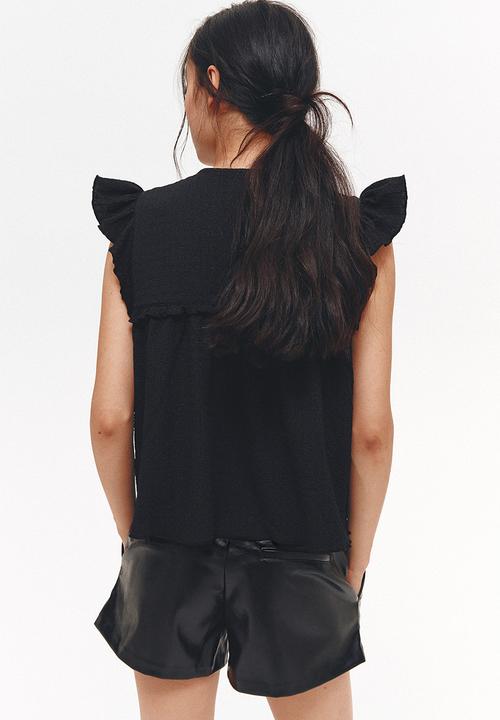 H&M - Textured jersey top - black