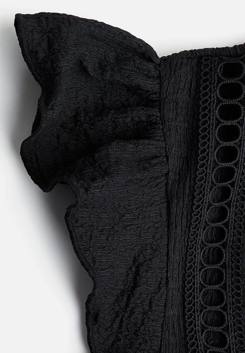 H&M - Textured jersey top - black