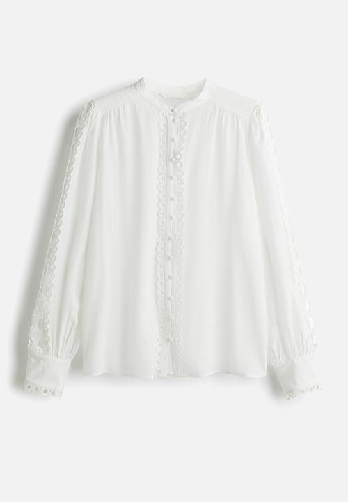 H&M - Lace-trimmed blouse - white