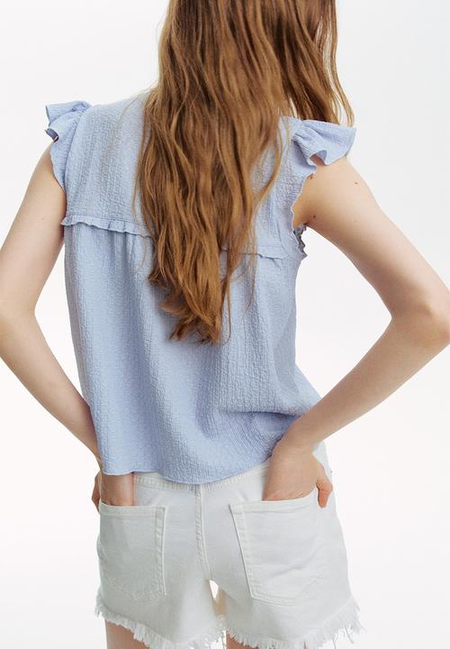 H&M - Textured jersey top - light blue
