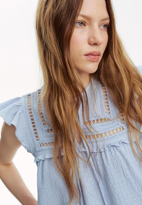 H&M - Textured jersey top - light blue