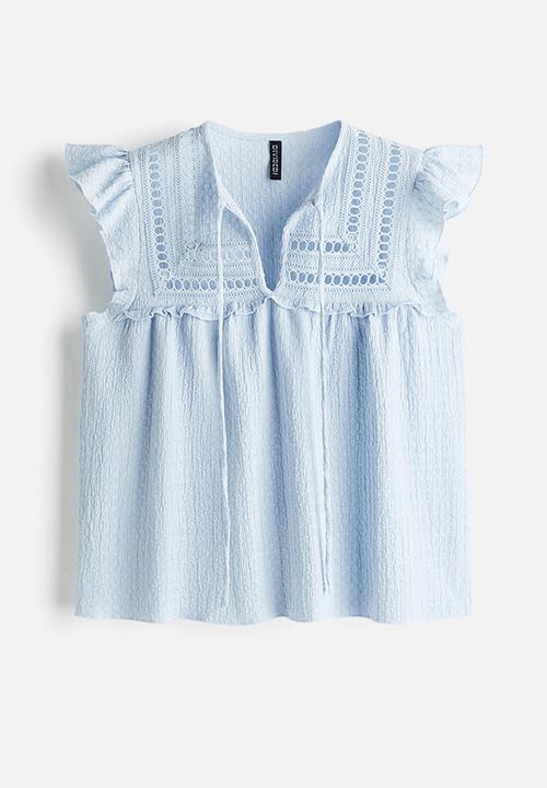 H&M - Textured jersey top - light blue