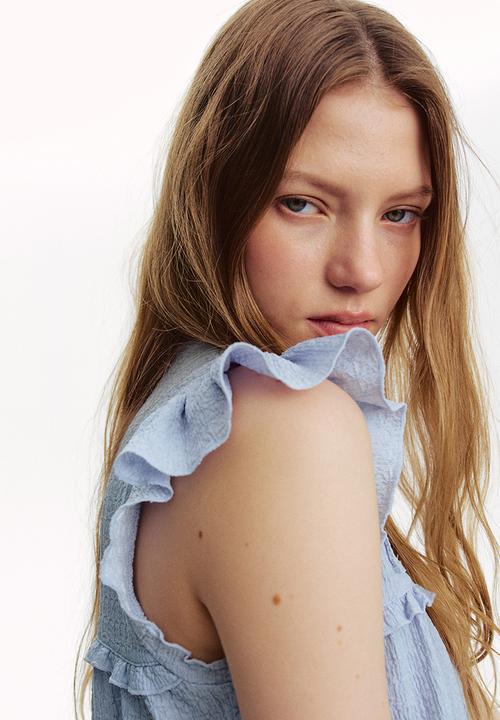 H&M - Textured jersey top - light blue