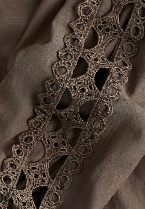 H&M - Lace-trimmed blouse - dark mole