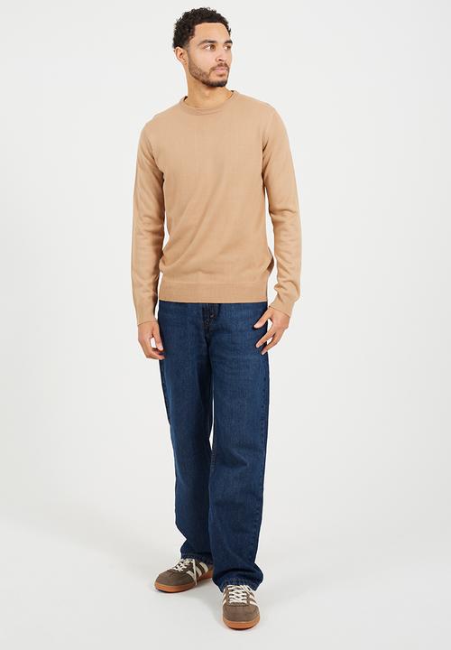 Brave Soul - Knitted Crew Neck Jumper - Tan