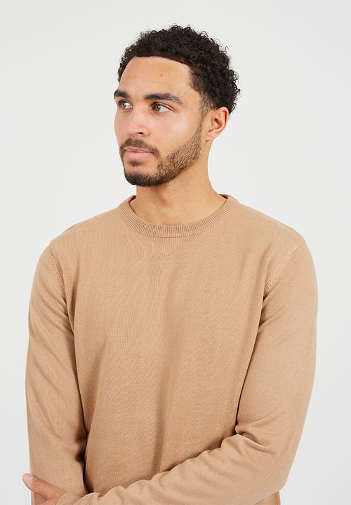 Brave Soul - Knitted Crew Neck Jumper - Tan