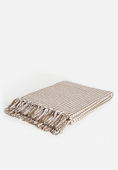 Sixth Floor - Houndstooth Cotton Throw Natural