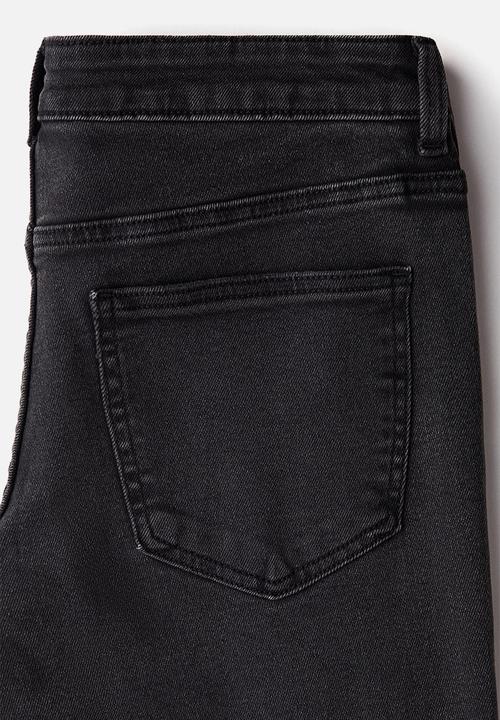 H&M - Flared low jeans - dark grey flowers 